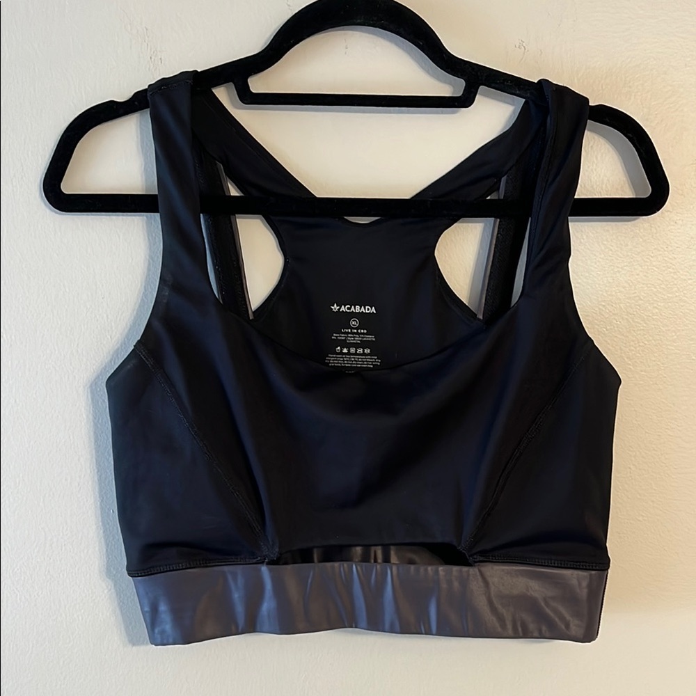 Acabada Active Lafayette‎ Cut Out Sports Bra Gunmetal Racerback Black - Picture 2 of 6